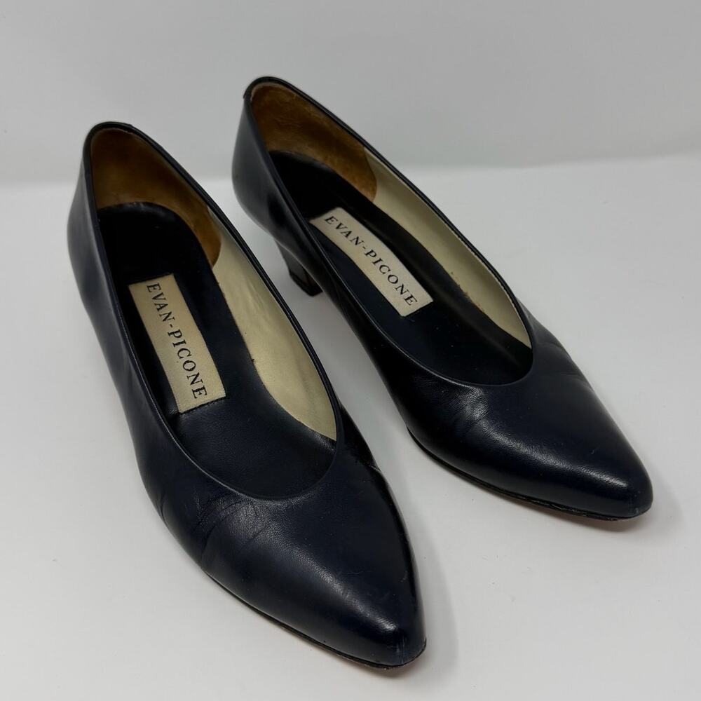 Evan Picone Vintage Black Leather Pumps Sz 7N